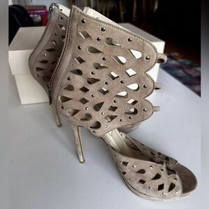 New Jimmy choo High Heels women Zip Ankle Suede Studs 38.5 No box